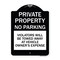 Signmission Private Property No Parking Violators Will Be Towed Away at Vehicle Owners Expense, BW-1824-23252 A-DES-BW-1824-23252 - alternate 1